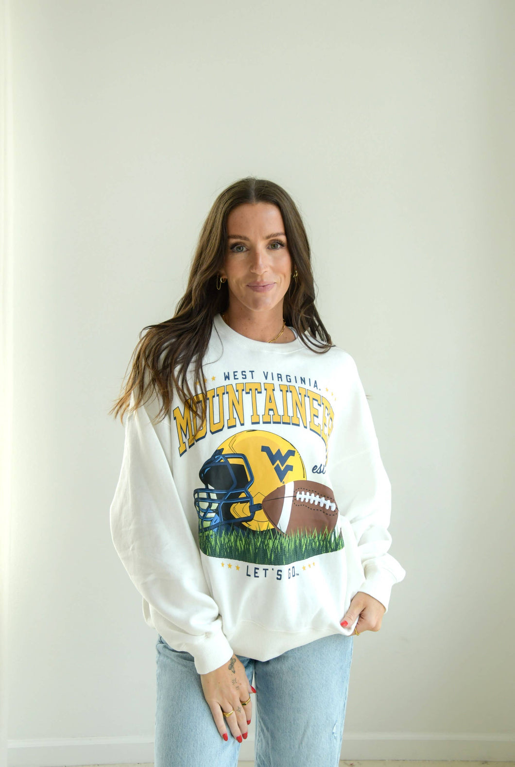 West Virginia Malone Multimedia OS Fleece Crew