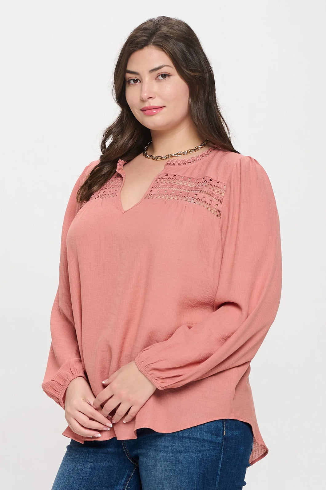 Eyelet Long Sleeve Top