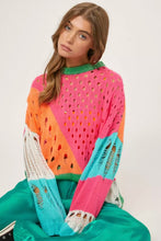 Load image into Gallery viewer, Color Block Distressed Sweater
